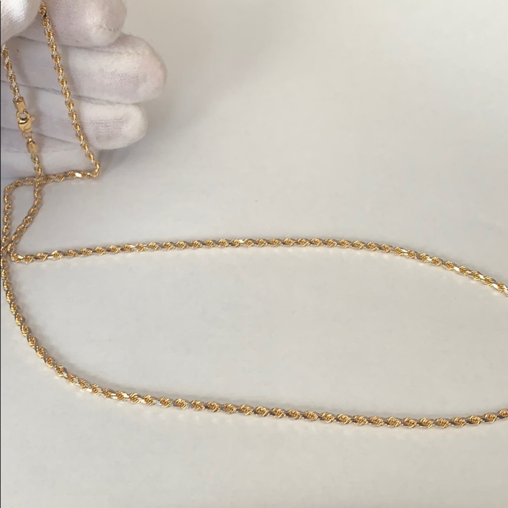 24 Inch Italian Gold Chain. Twist Rope. Gem